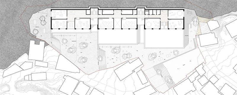 Nimbus Architekten Michael Bühler Lukas Schaffhuser Schulanlage Walka mit Auditorium Zermatt Obergeschoss 1