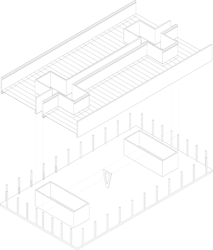 Nimbus Architekten Michael Bühler Lukas Schaffhuser Stadtarchiv Ambulanzgarage Biel Axonometrie Tragwerkskonzept