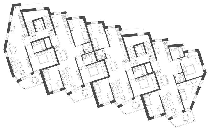 Nimbus Architekten Michael Bühler Lukas Schaffhuser Ersatzneubau Rotbuchstrasse Zuerich Regelgeschoss