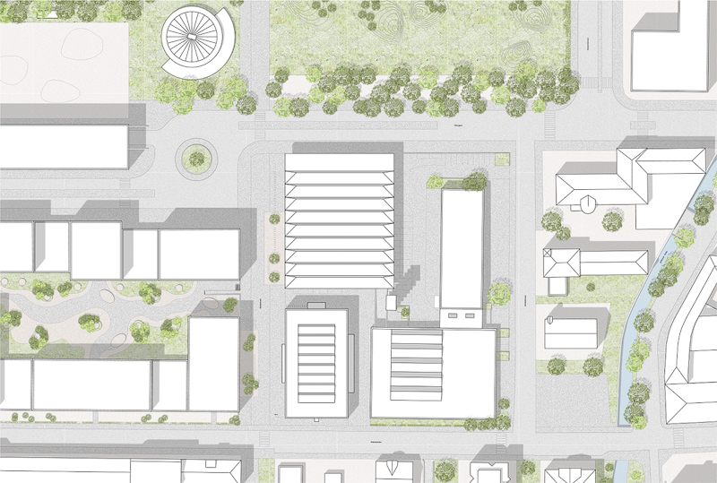Nimbus Architekten Michael Bühler Lukas Schaffhuser Stadtarchiv Ambulanzgarage Biel Situationsplan